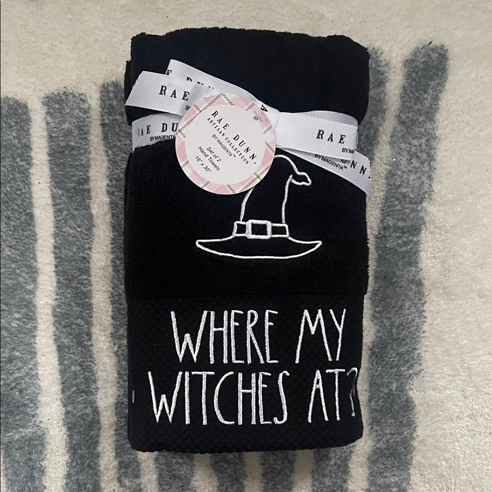 Rae Dunn Black Witch Hat Towel Set